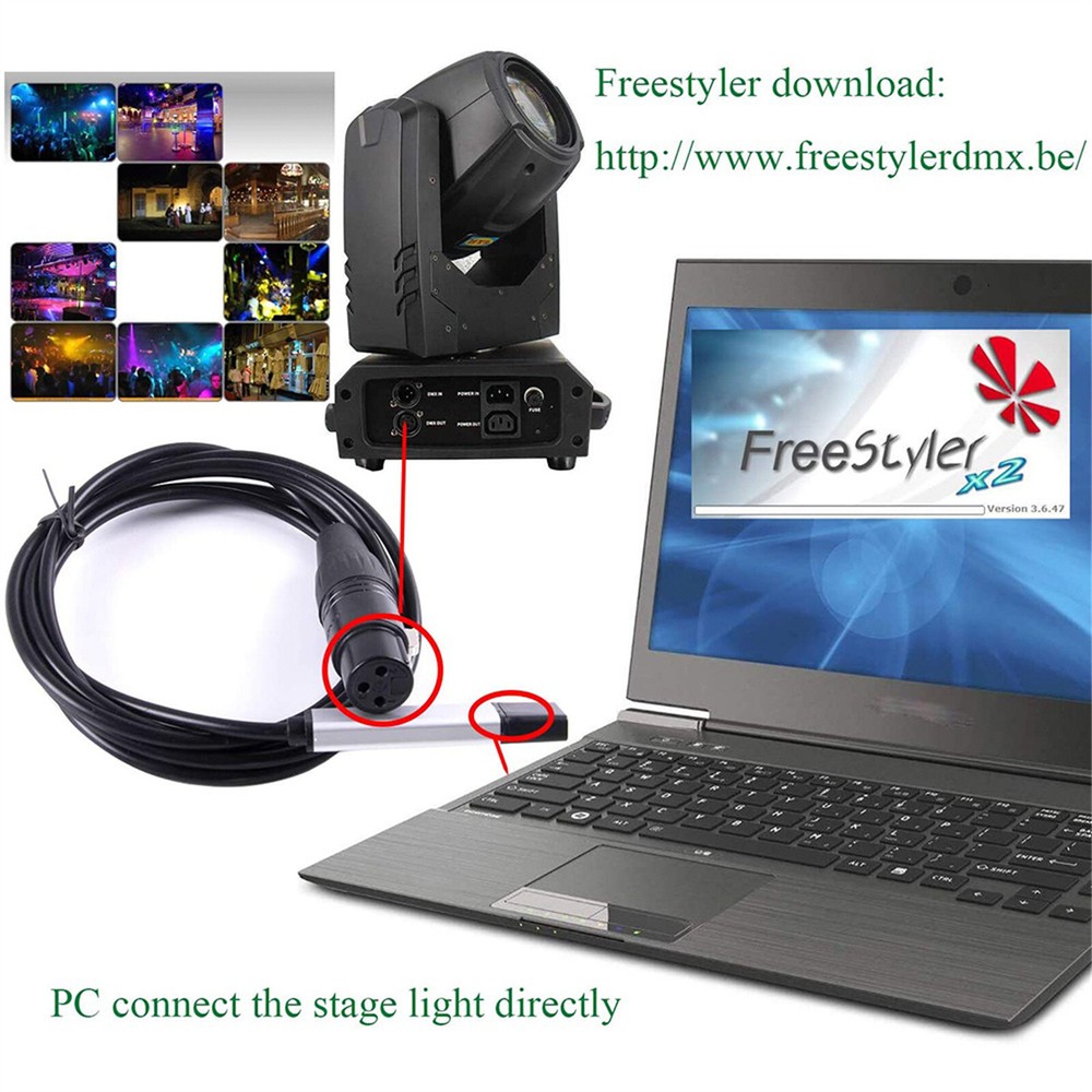 USB to DMX Interface Adapter DMX512 Controller Cable Stage Light for PC Computer