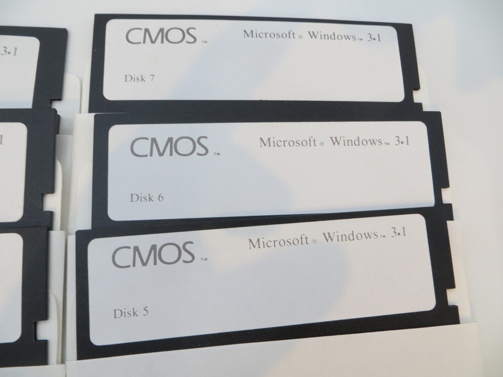 5.25" Floppy Disk MICROSOFT WINDOWS 3.1 vintage computer CMOS 7 discs