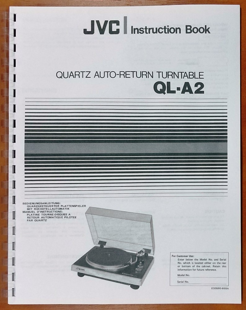 JVC QL-A2 Turntable Owners Manual