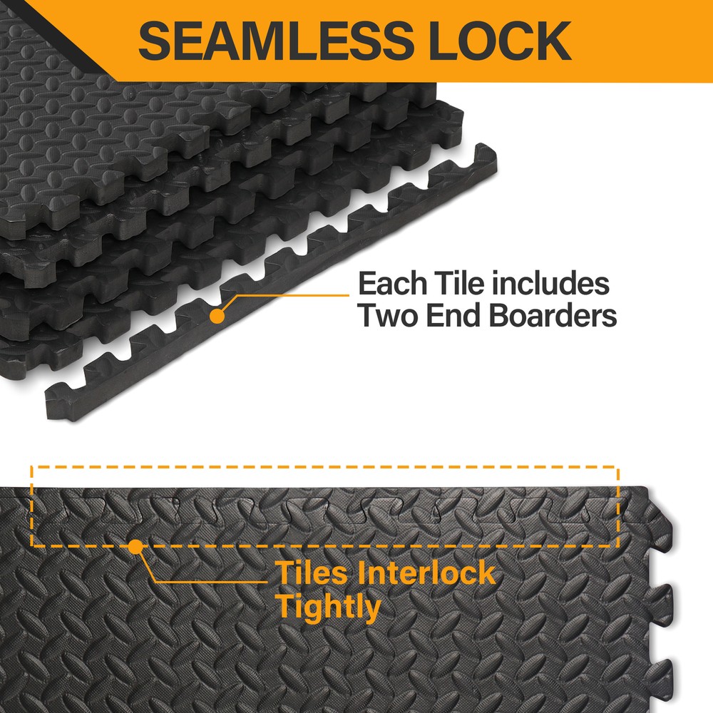 Puzzle Exercise Mat Interlocking Foam Gym Flooring Mat 48 Tile 3/4'' Extra Thick