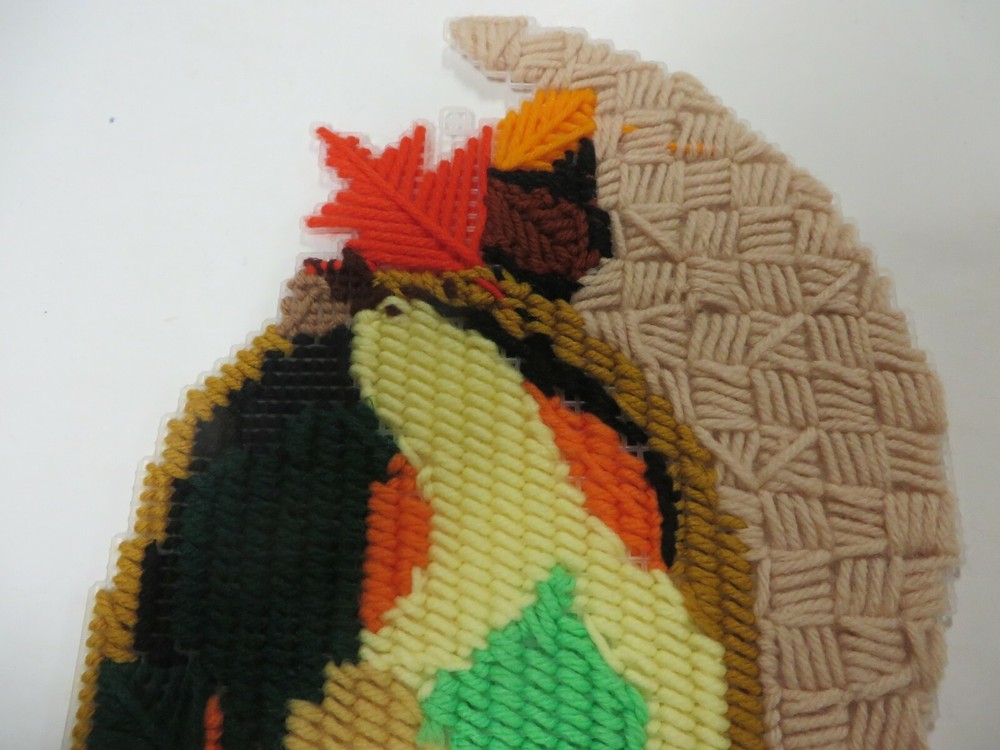 Plastic Canvas THANKSGIVING Completed Project Needlework 12" x 8" CORNUCOPIA