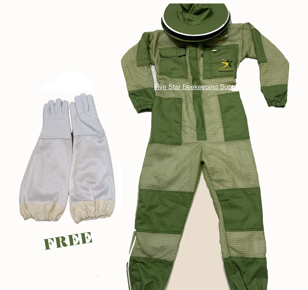Bee Suit 4XL Green 3 Layer Ventilated Professional Beekeeping Protection