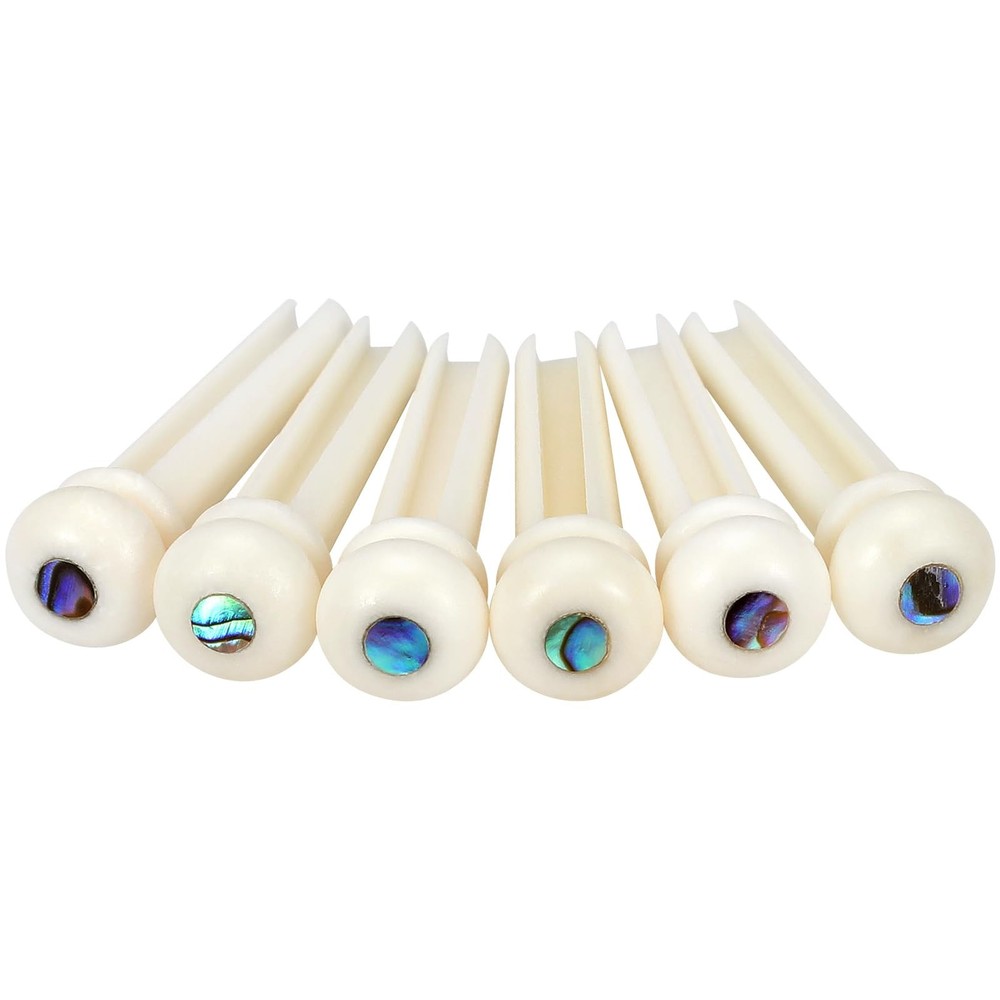6Pcs Guitar Bone Bridge Pins Replacement Parts with Abalone Dot