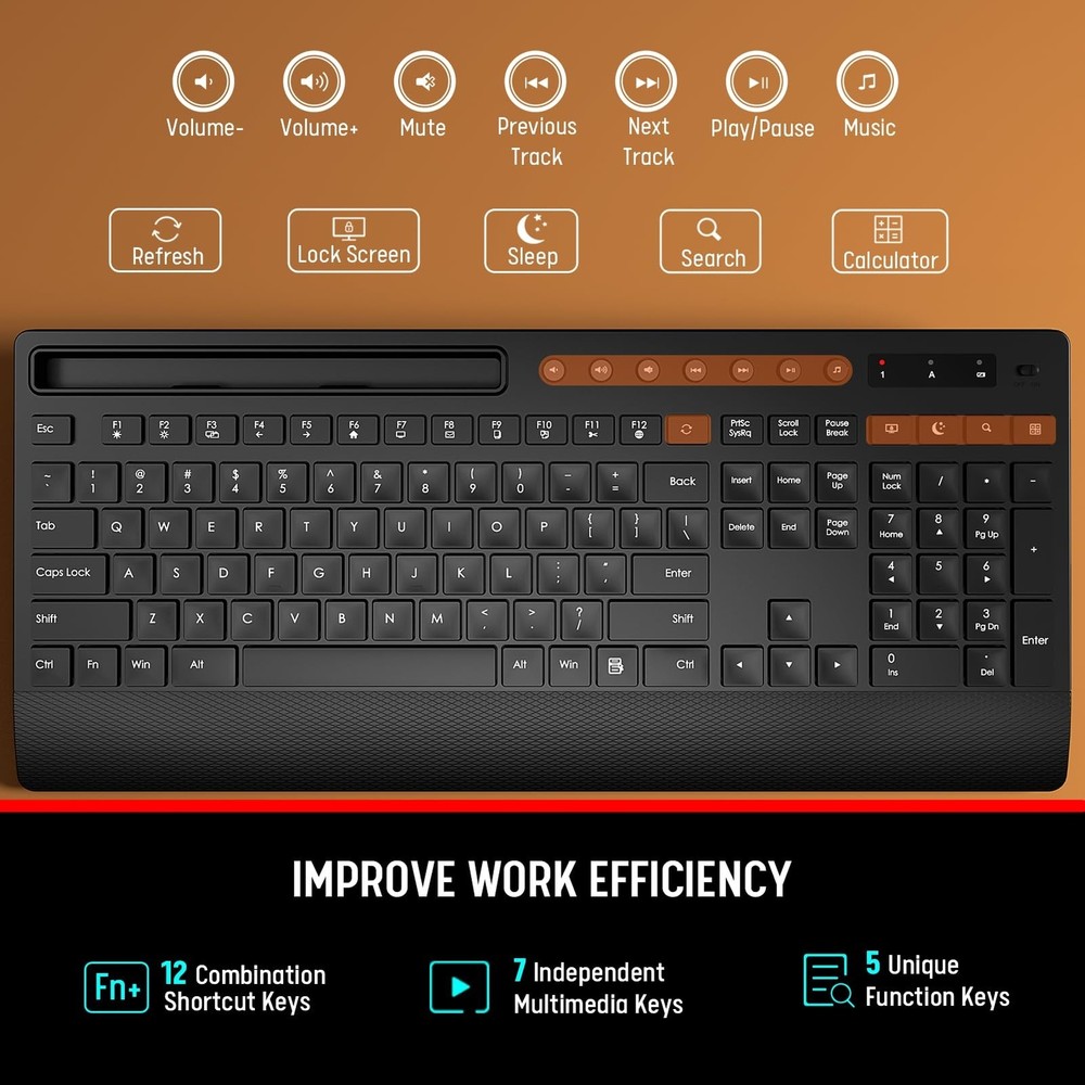 Trueque Wireless Keyboard and Mouse Combo - Full-Size Quiet Keyboard with Pal...