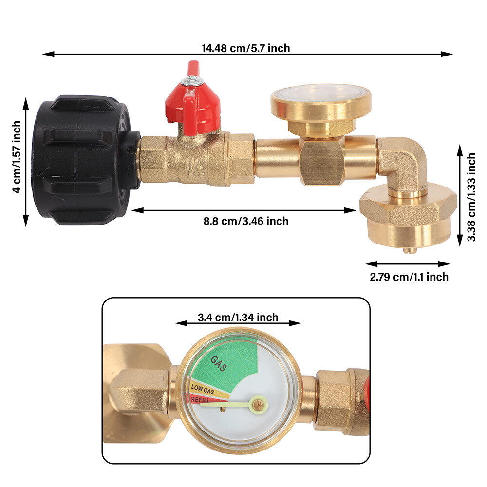 On-Off Control Valve Propane Refill Adapter 90-degree elbow