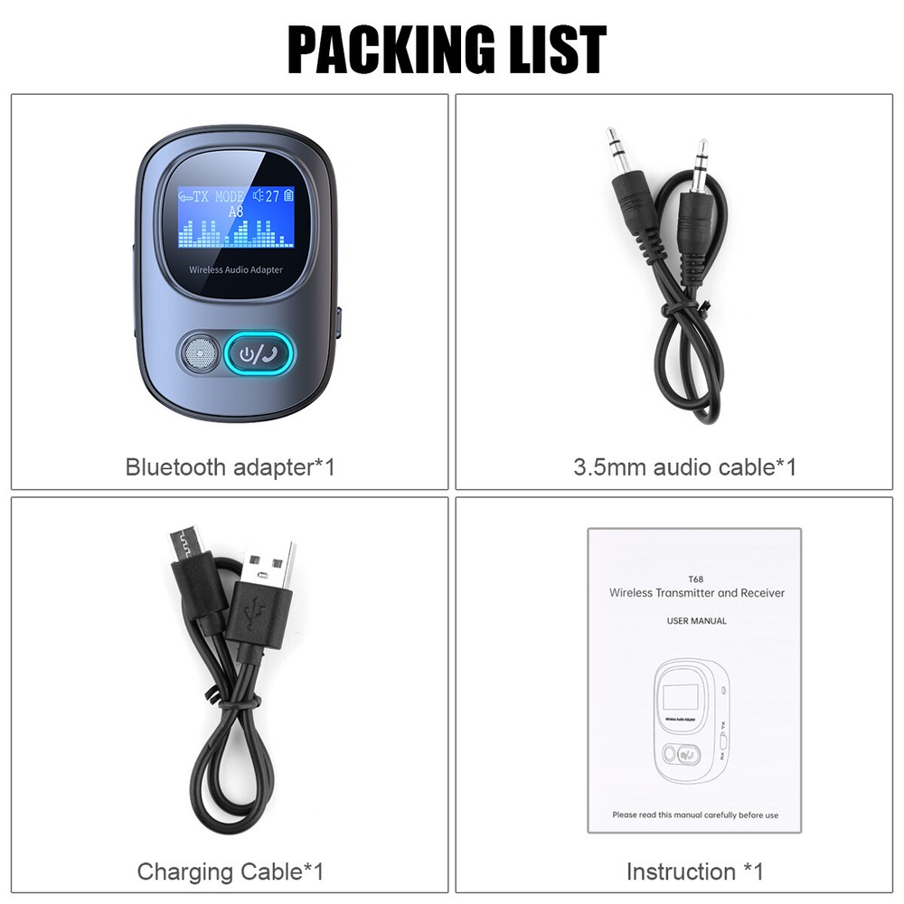 Portable Bluetooth Transmitter Receiver Wireless Audio Aux Adapter 3.5mm Jack