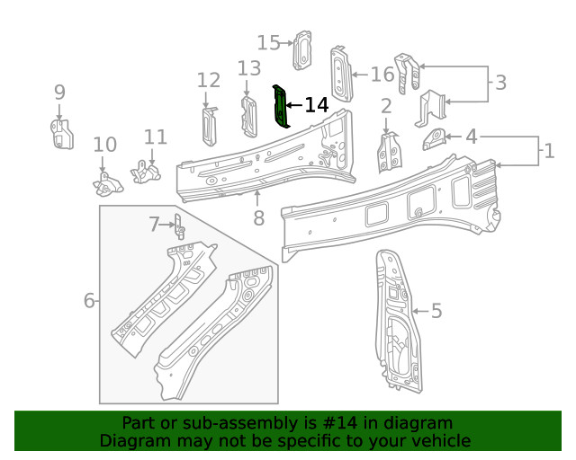 Genuine GM Driver Side Front Compartment Front Side Rail Reinforcement 84543103