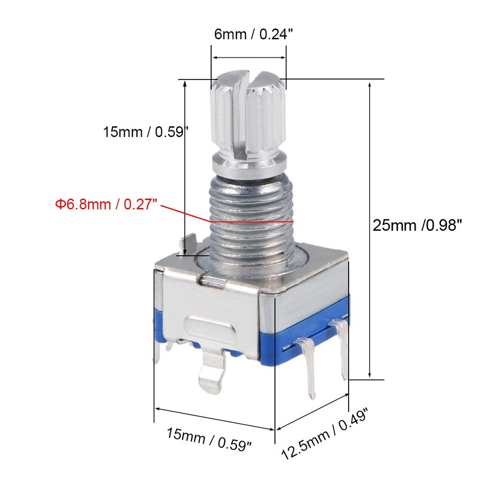 EC117 Pins 15mm Shaft Code Switch Potentiometer 360 Degree,Rotary Encoder,5PACK