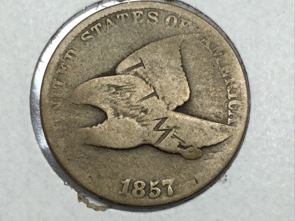 1857 Flying Eagle Cent counterstamp WII