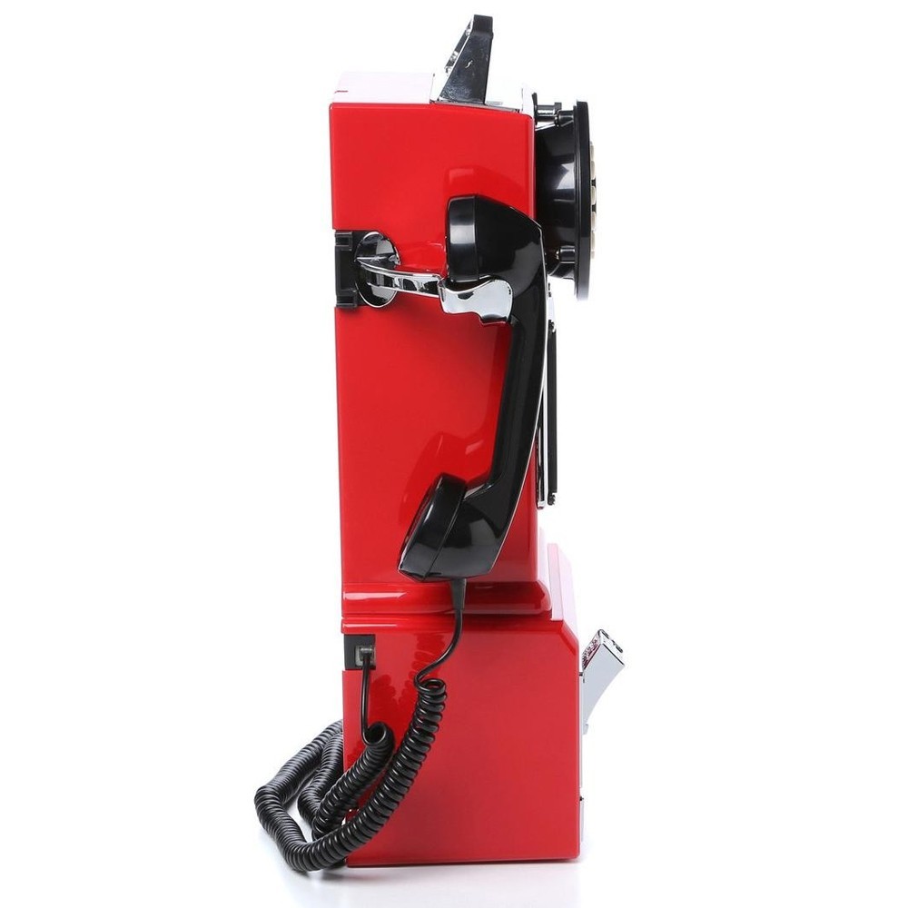 Crosley CR56-RE 1950's Classic Push Button Pay Phone - Red