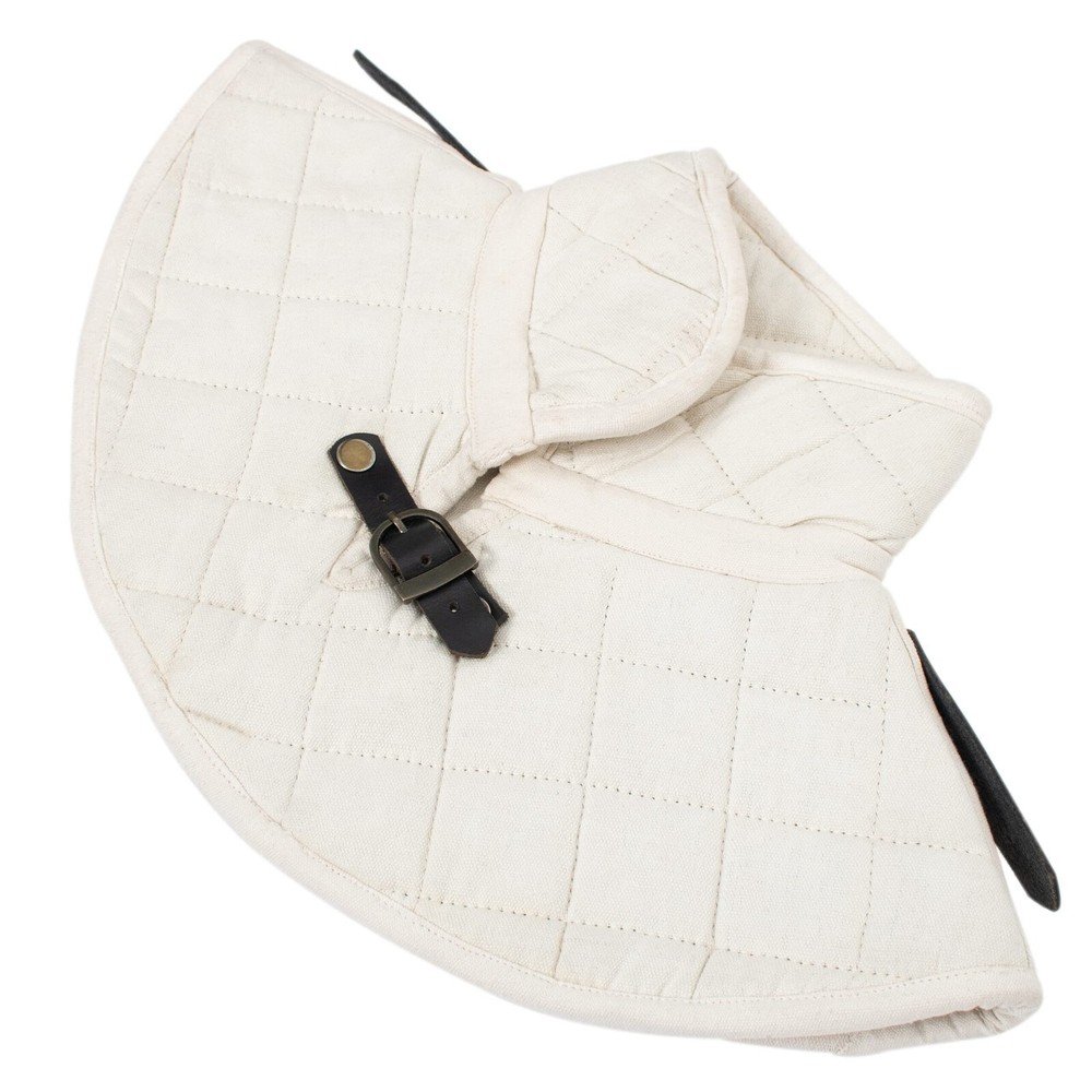 Medieval Thick Padded Cotton Collar Reenactment LARP Neck Protector Arming White