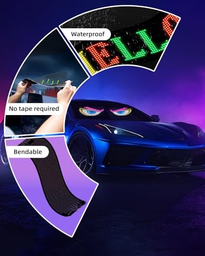 2pcs Devil Eyes Light for Windshield,14“*4”Programmable Flexible LED 14"*4"
