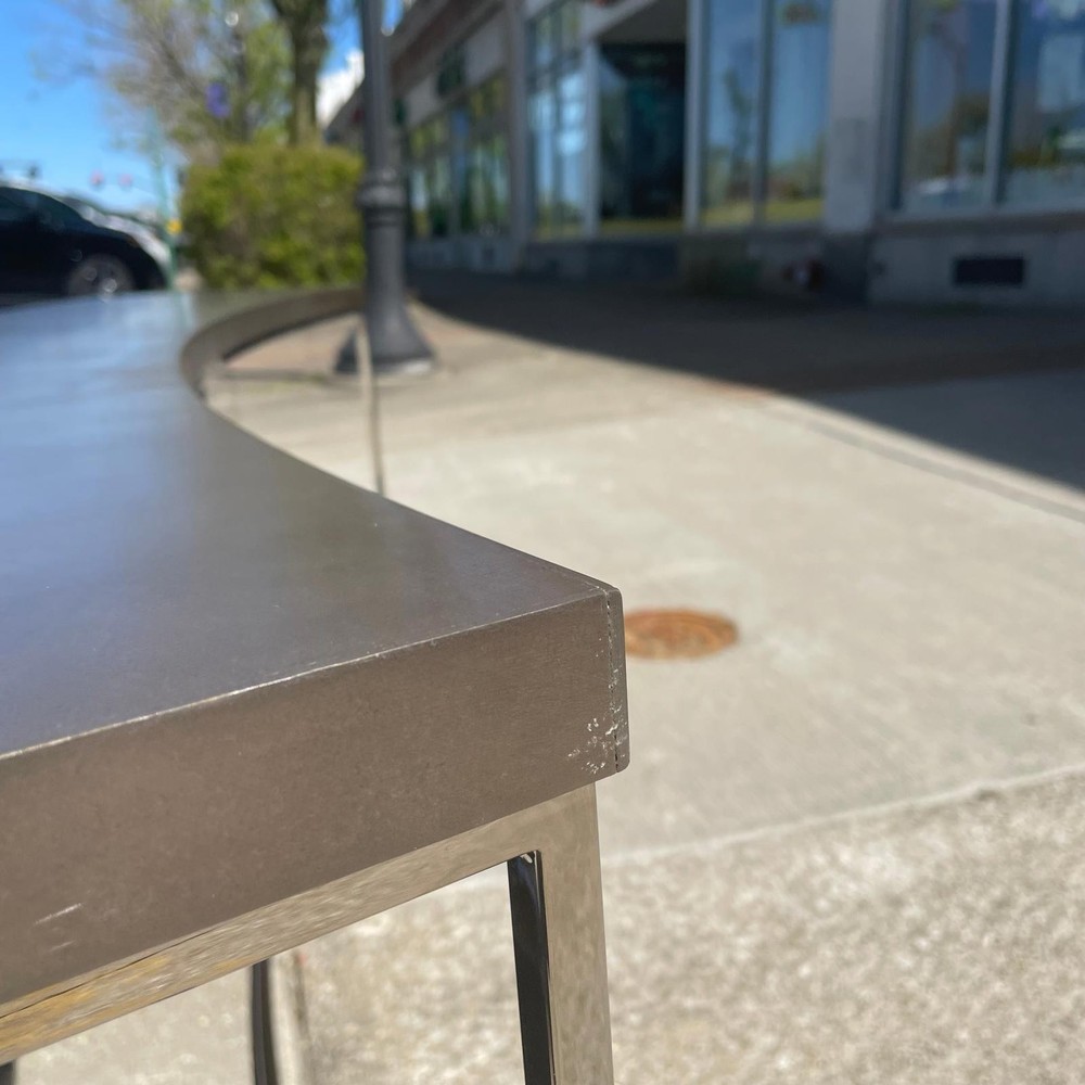 Classic Curved Sofa Table in Grey by Thayer Coggin Designed by Milo Baughman