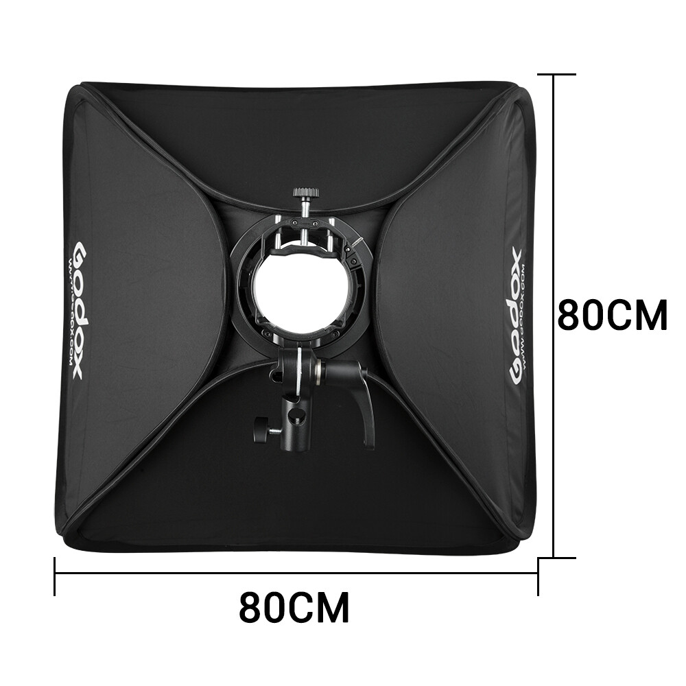 GODOX Softbox 32"x32" Soft Light Modifier Box with Grid+S2 Type Flash Bracket