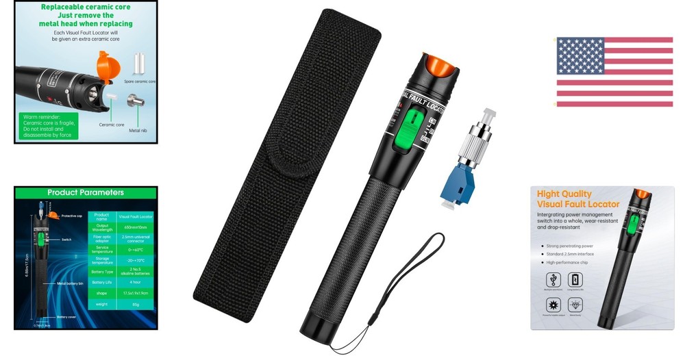 Advanced Battery-Powered Fiber Optic Cable Tester with Multi-Interface Adapter