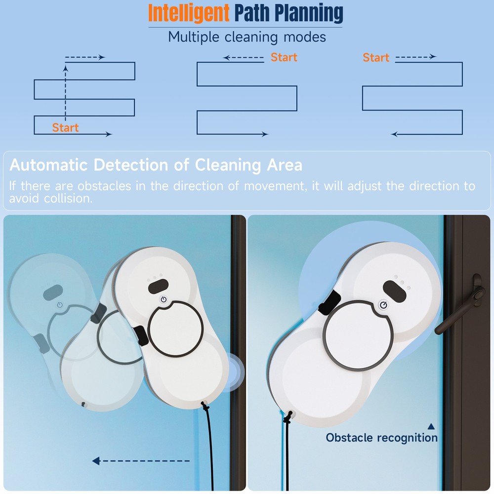 Auto Window Cleaning Robot Edge Detection AI Path Single-sided water spray