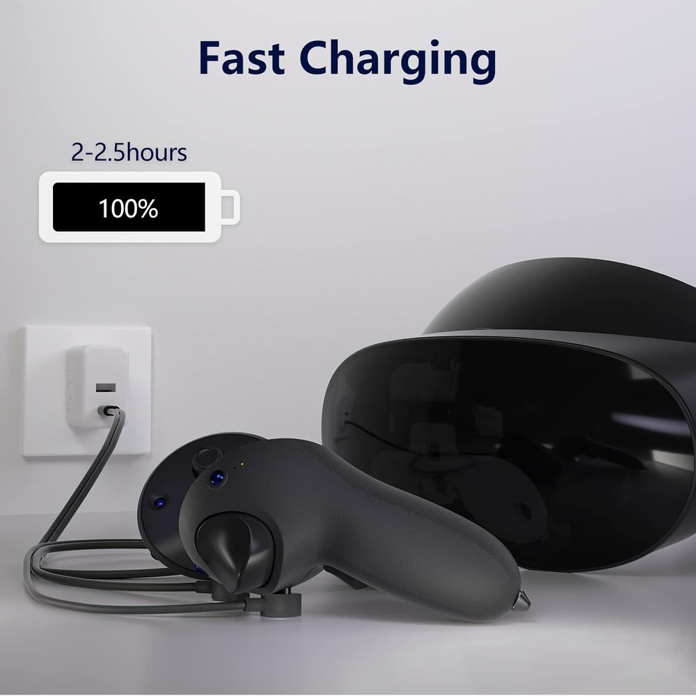 2-In-1 Charging Cable for Meta Quest Pro Controllers Durable Safe for Simultaneo