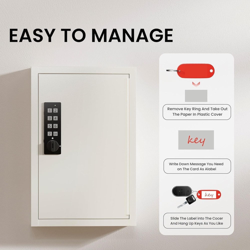 Key Lock Box for Keys with Code, Key Box Wall Mount Cabinet, Electronic Lock,...