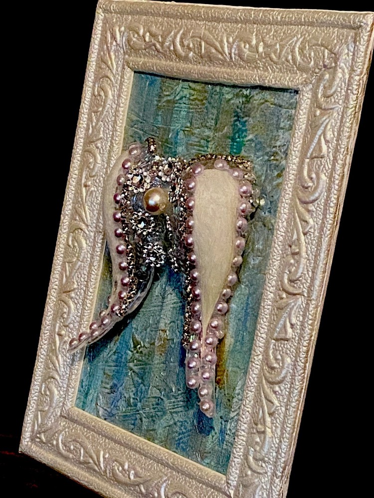 Mixed Media Framed Hand Painted Angel Wings