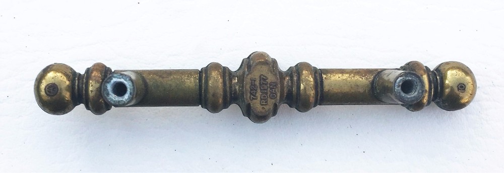 Brass MId Century Modern Drawer Pull Antique Hardware Cabinet Handle 3" centers