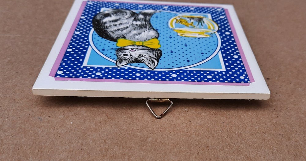 Vintage Cathay Cat Ceramic Tile Trivet