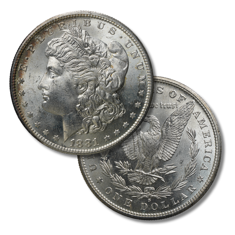 1881 S Morgan Silver Dollar BU MS Toned