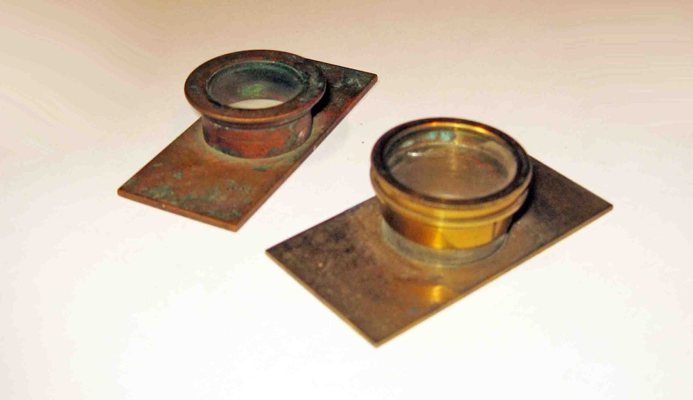 PAIR (2) Late 19th Century Brass MICROSCOPE 'LIVE BOX' BUG BOX COMPRESSORIUM