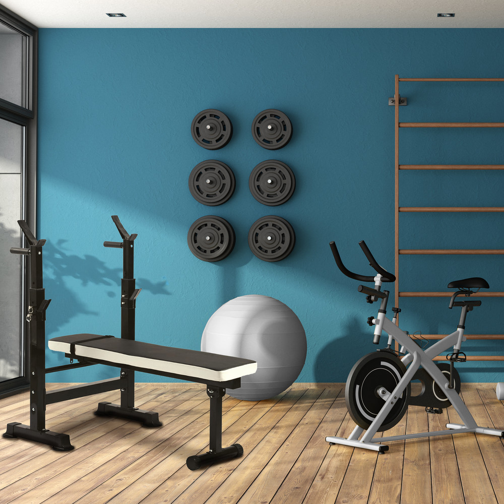 Adjustable Strength Training Workout Station, Black & White (Open Box)