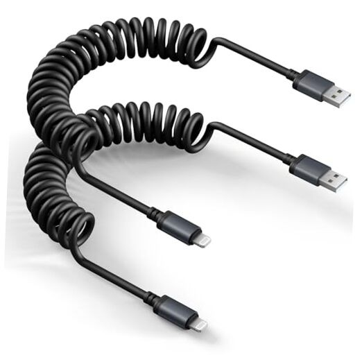 Coiled USB to Lightning Cable [Apple MFi Certified], Coiled Lightning Cable