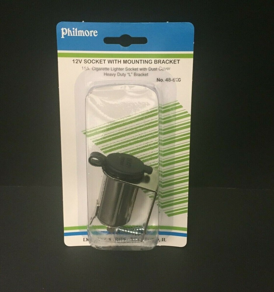 1x 12V Cigarette Lighter Socket With Mounting Bracket - Philmore 48-620