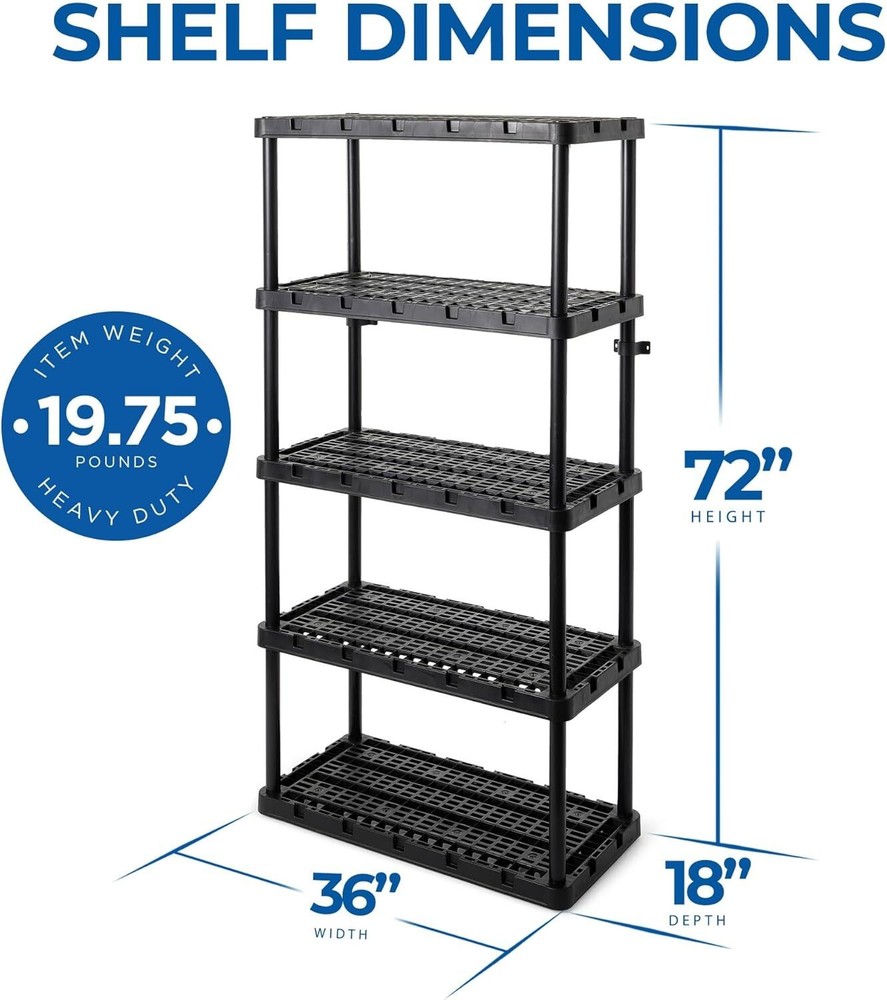5 Shelf Ventilated Storage Unit Organizer System Basement Kitchen Bathroom 72"H