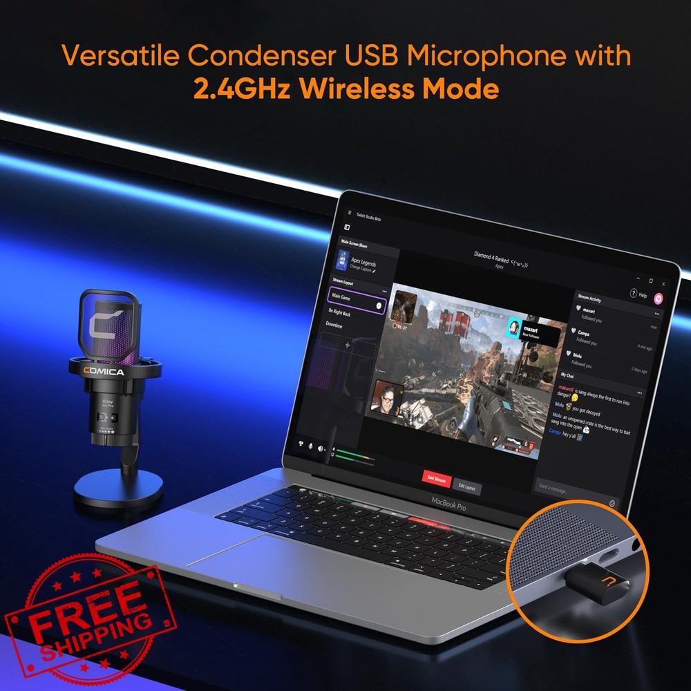 COMICA EJoy Uni Pro Wireless USB Microphone for PC Gaming, Streaming, Podcast...