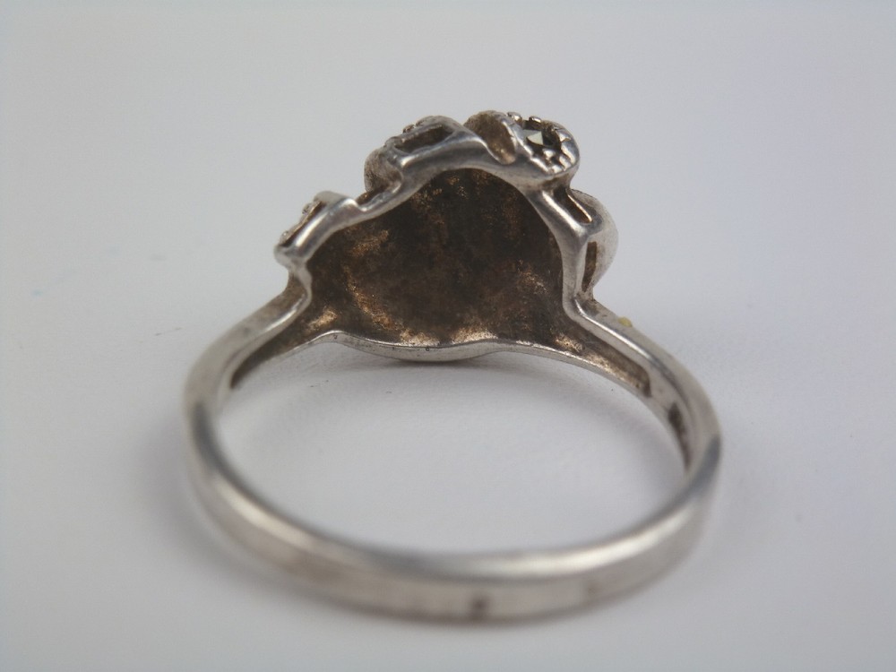Sterling Sliver 9.25 Rhinestone Ring Size 6 Mexico