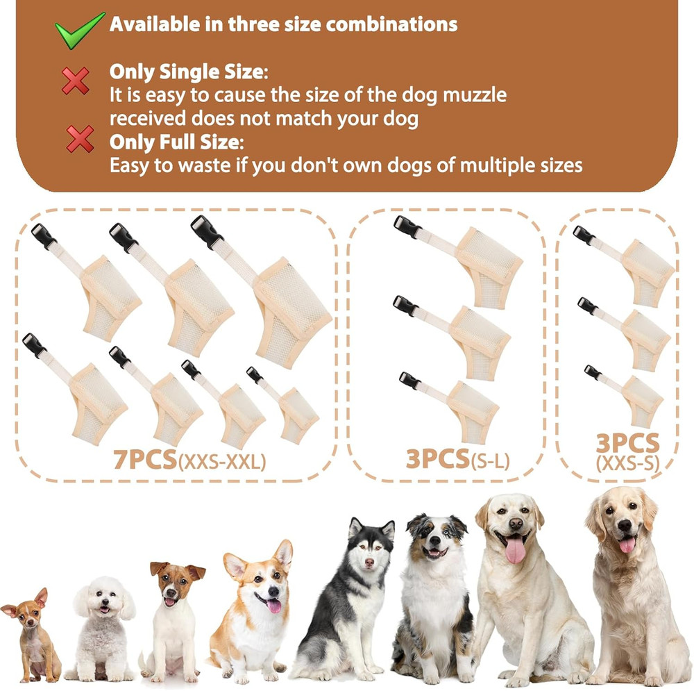 Dog Muzzle Suits for Small Medium Large Dogs, Mesh Muzzle anti Biting Chewing, B