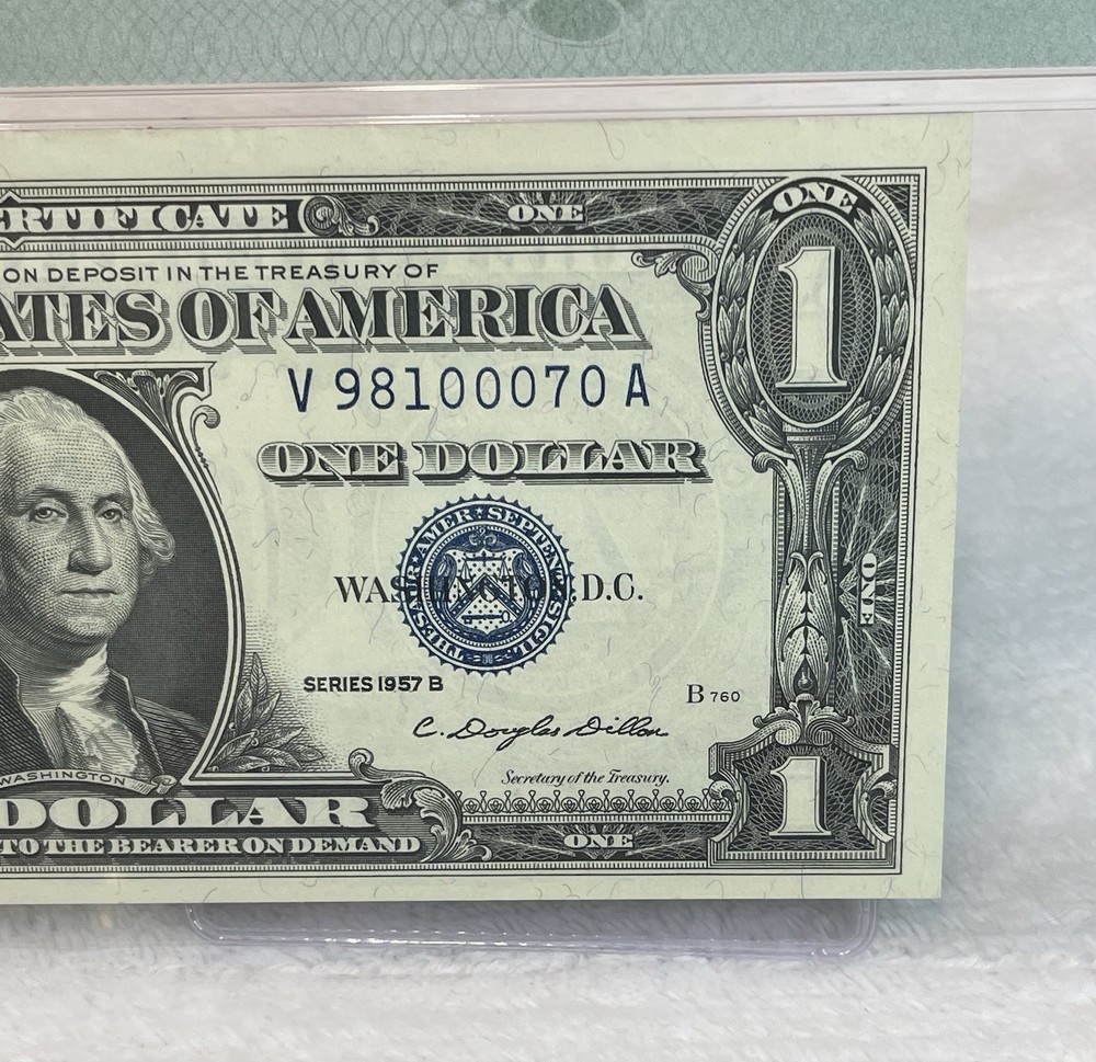 1957B $1 Silver Certificate PMG 64 — Previously Mounted