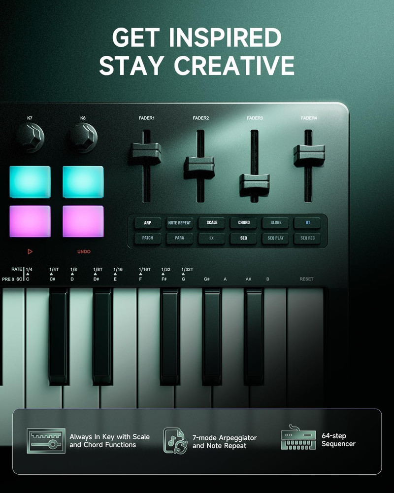 STARRYKEY-37 PLAY MIDI Keyboard Controller, 37 Key Portable MIDI Controller with