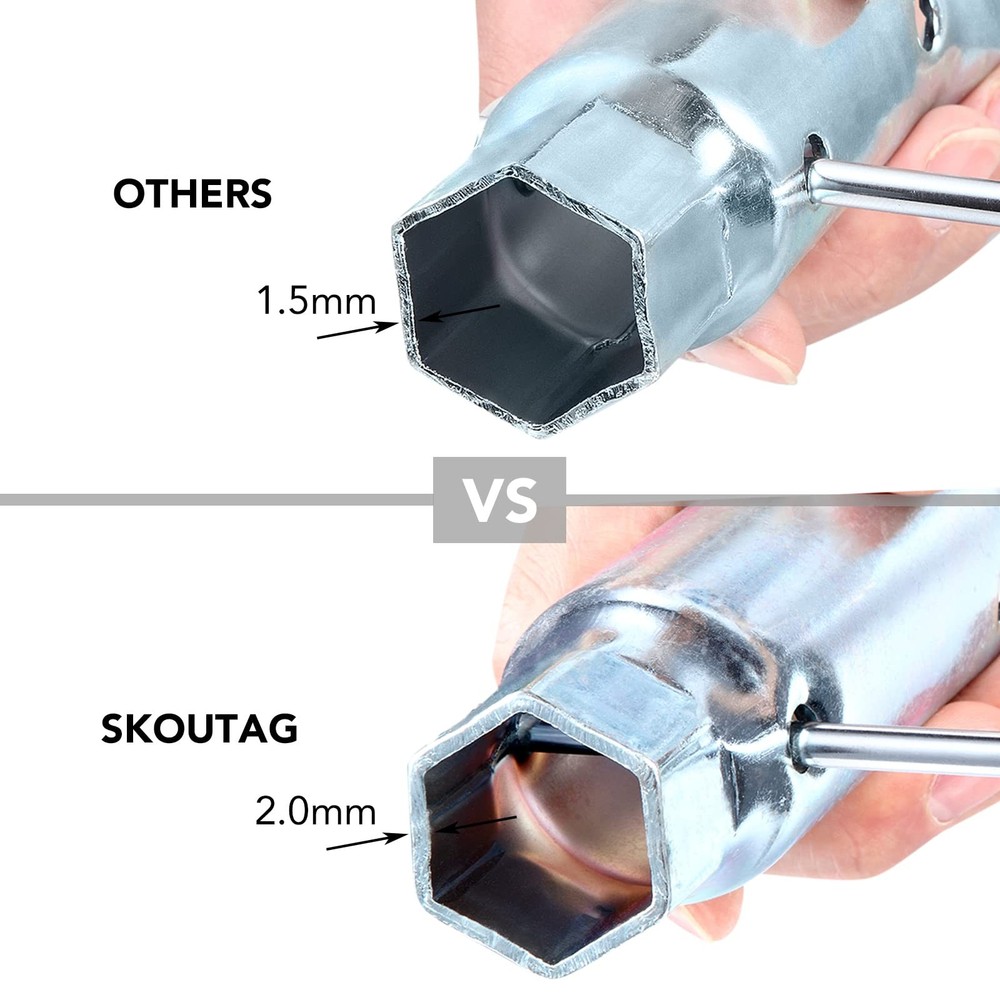 Skoutag RV Water Heater Element Wrench Socket, Dual Hex Removal Silver