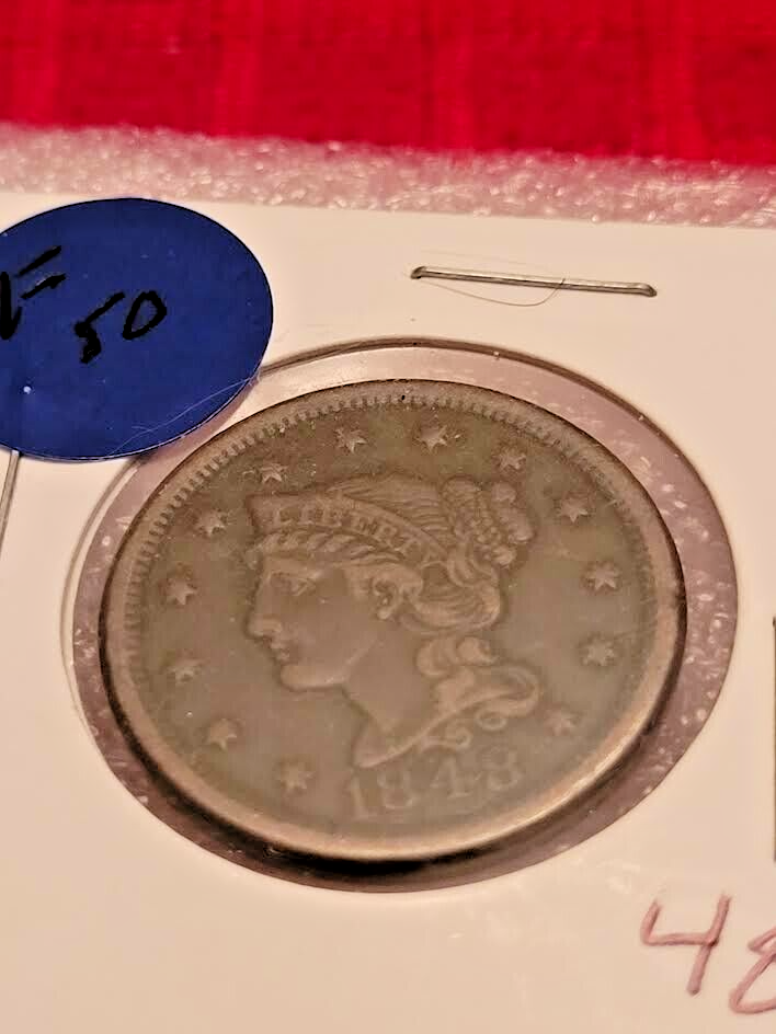 Large Cent 1848 Fine You JUDGE