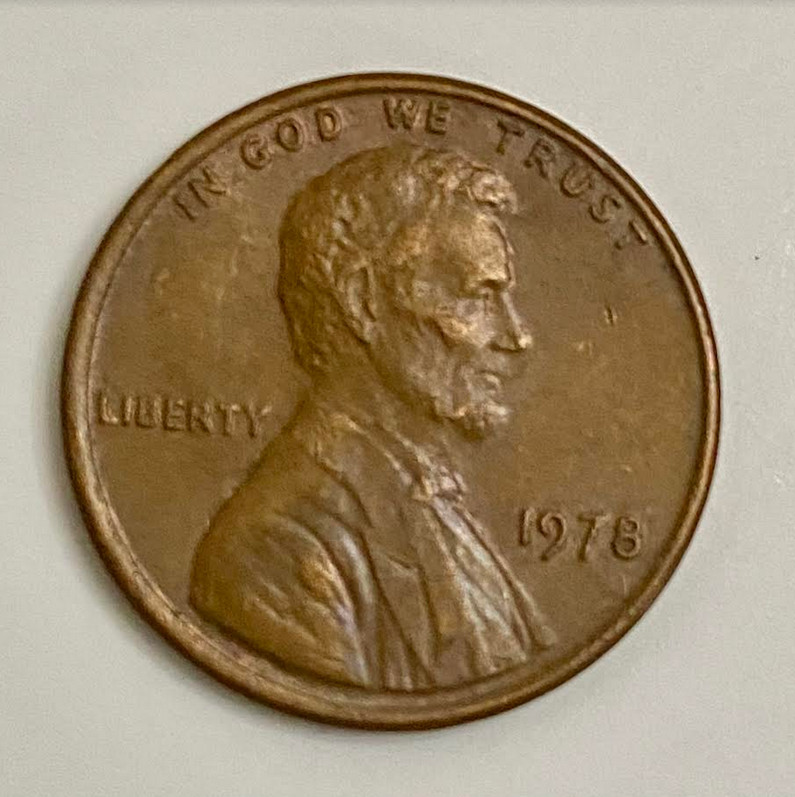 ONE CENT LINCOLN PENNY 1978 RARE ,NO MINT MARK ERROR.