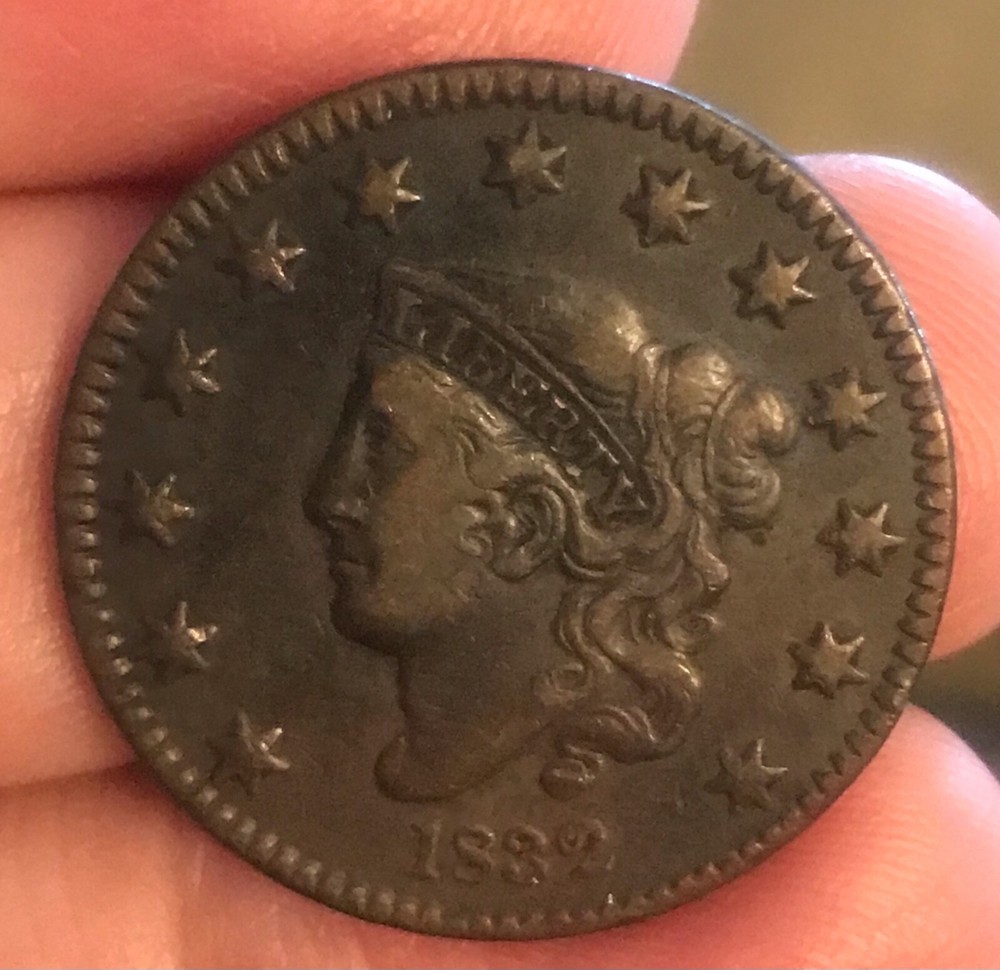 1832 Coronet Head Large Cent ,XF