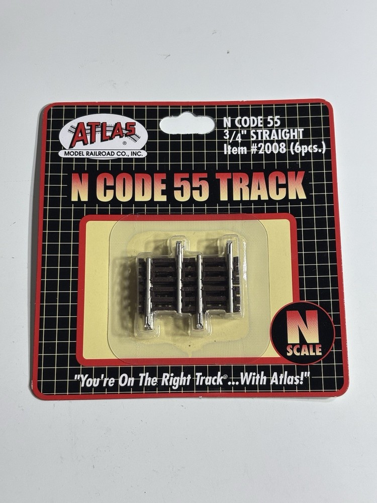Atlas N Code 55 Track 3/4” Straight #2008 (6 Pack)