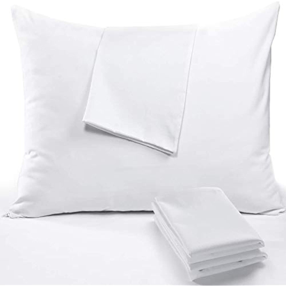 2 Pack Pillow Protectors Cases Covers Standard 20x26 Zippered, White, Microfiber