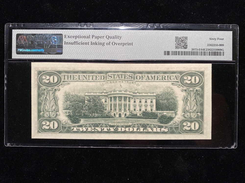 1981 Insufficient Inking Error $20 Note PMG Uncirculated CU64 Missing Print Bill