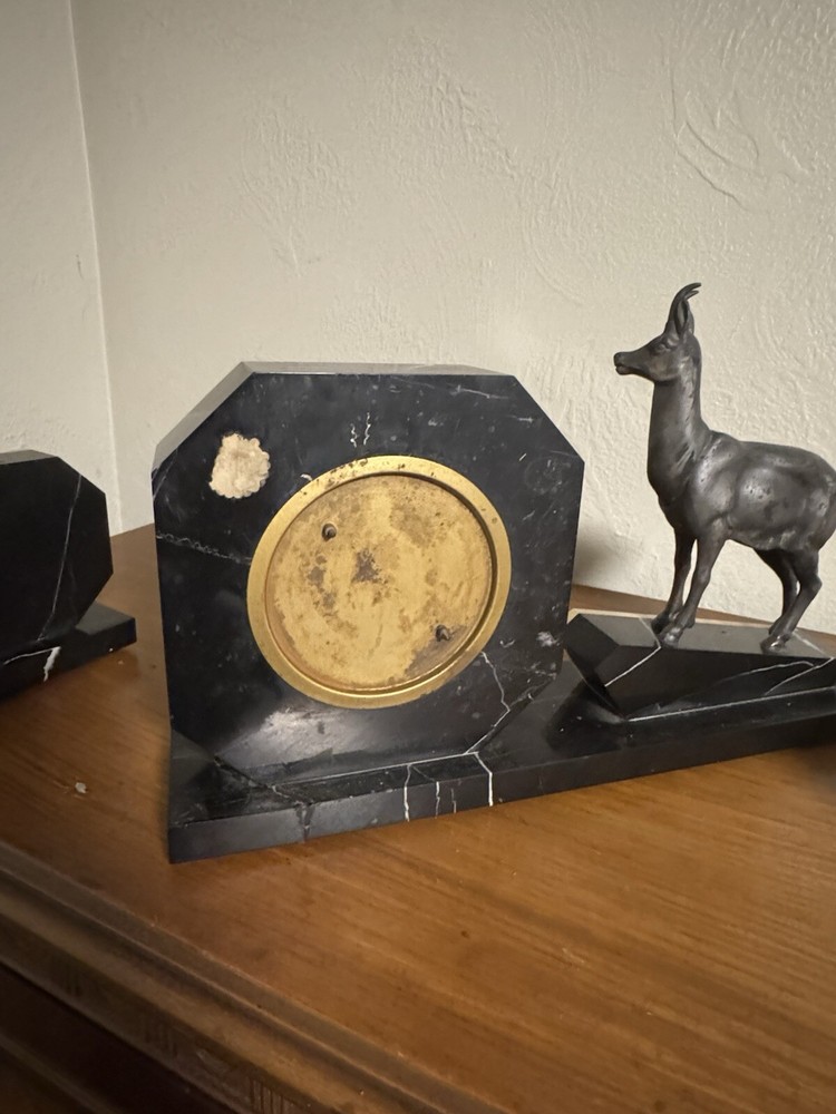 Art Deco Clock w/ Matching Bookends