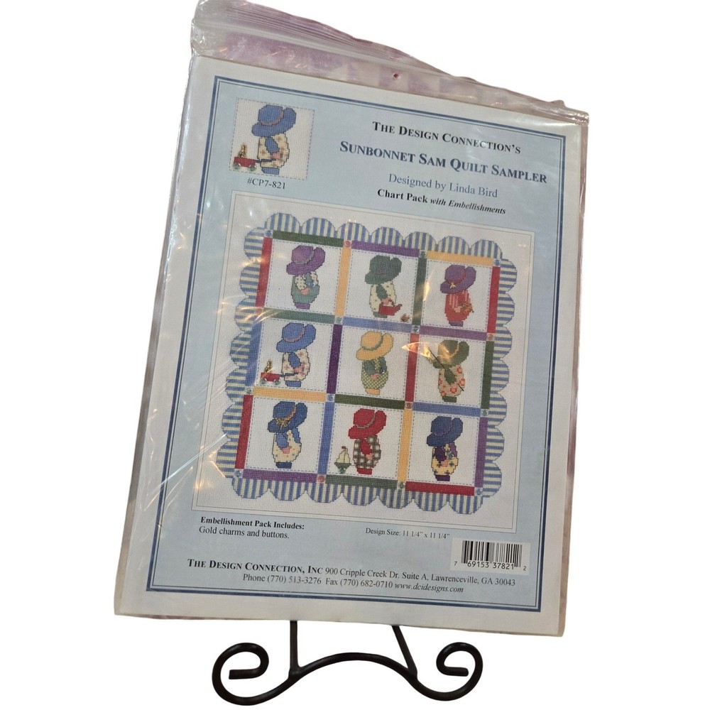 The Design Connection Sunbonnet Sam Quilt Sampler Pattern NEW Charms Buttons
