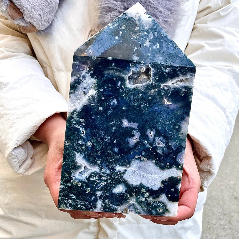 3.63LB Water grass agate wide column obelisk sample column