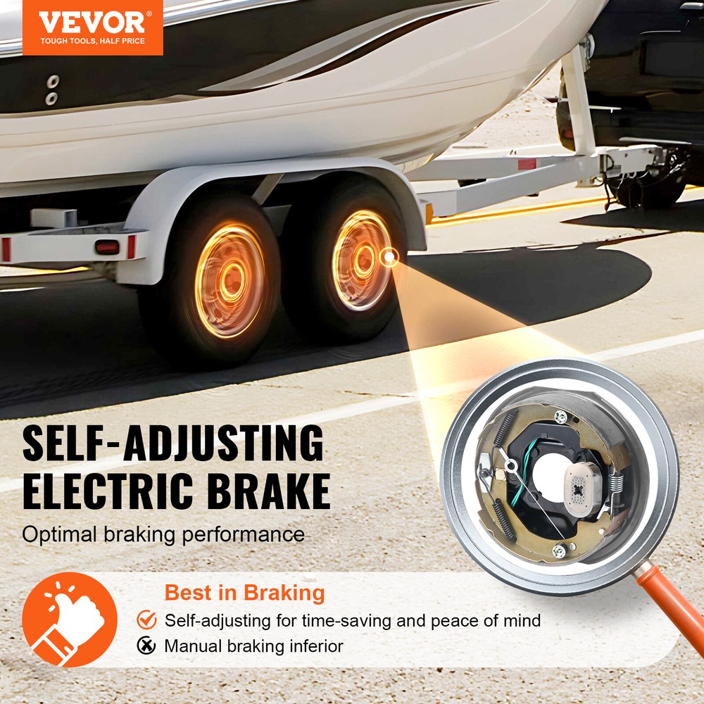 VEVOR Electric Trailer Brake 10" x 2-1/4" & 5 on 4.5" Hub Drum Kit for 3500 lbs