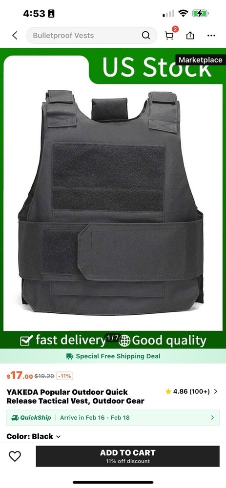 BULLETPROOF VEST (Adjustable)