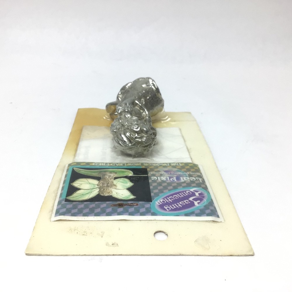 Vintage Casting Connection Leaf Pixie Pewter Figurine with Stained Glass Pattern