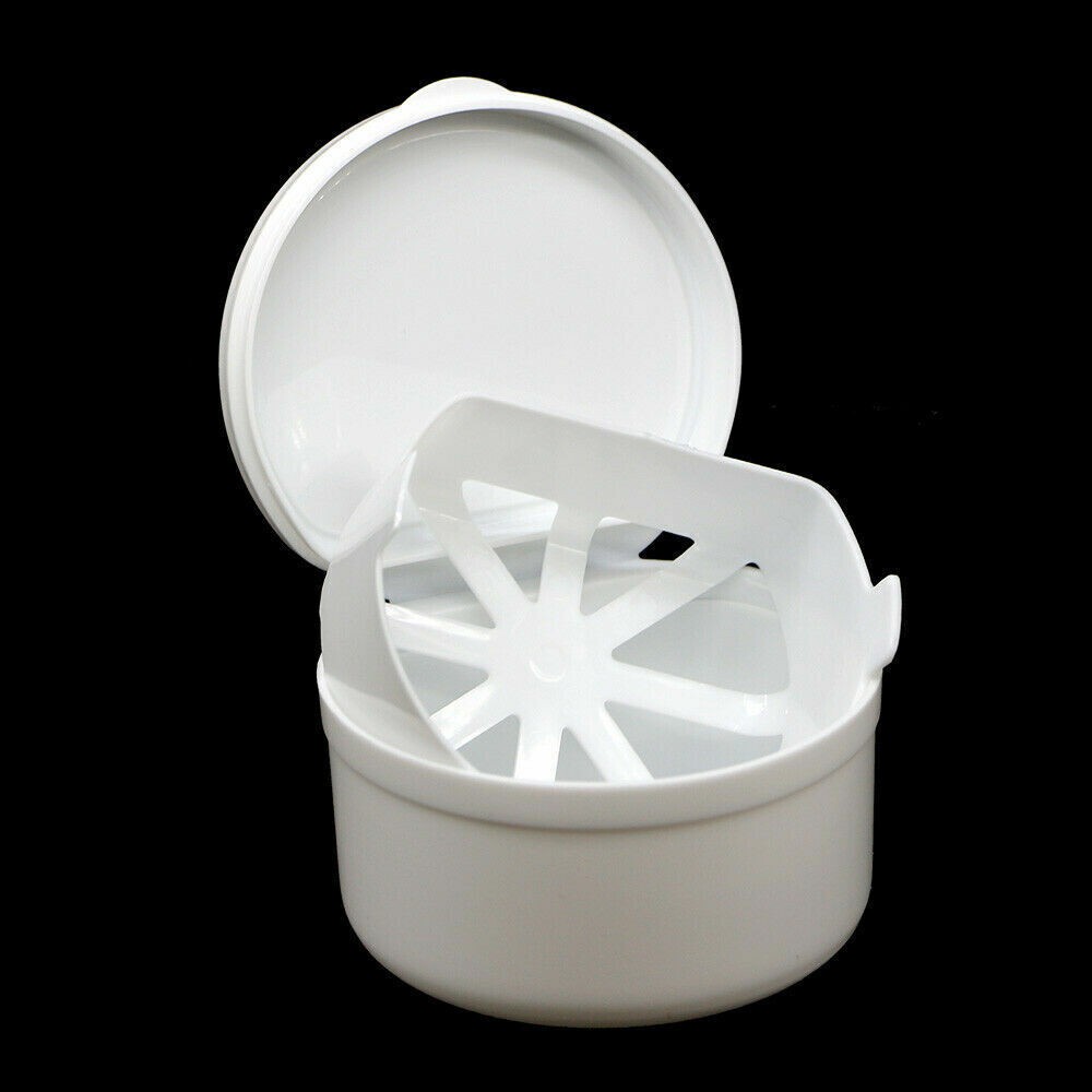 1PC Denture Storage Box Dental False Teeth Case Container Mouthguard White